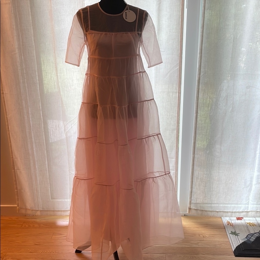 STAUD Hyacinth Organza Shell Light Pink 2 Piece NWT  Stunning Maxi Dress